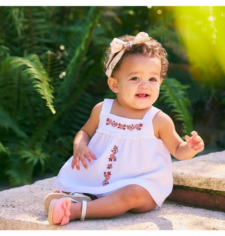 JANIE & JACK BEBE NIÑA CONJ. DE SHORT WHITE FLORAL