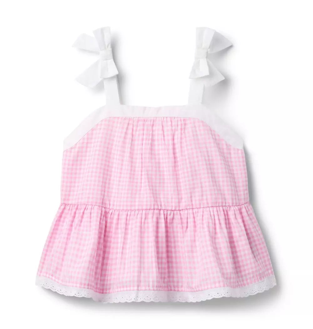 JANIE & JACK NIÑA BLUSA GINGHAM PEPLUM