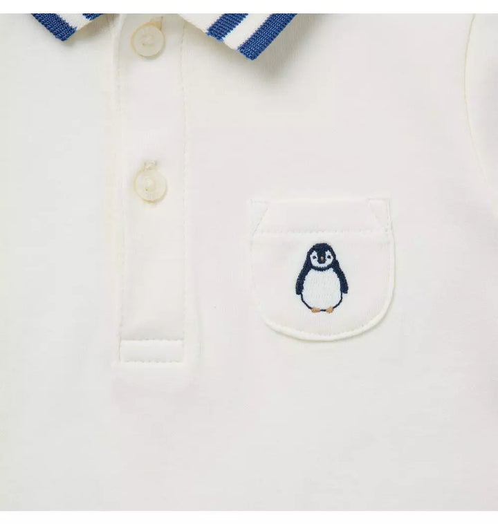 JANIE & JACK BEBE NIÑO BODY B K WHITE PENGUIN ICON POLO M/L