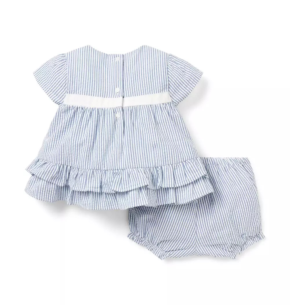 JANIE & JACK BEBE NIÑA CONJ DE SHORT STRIPED BLUE