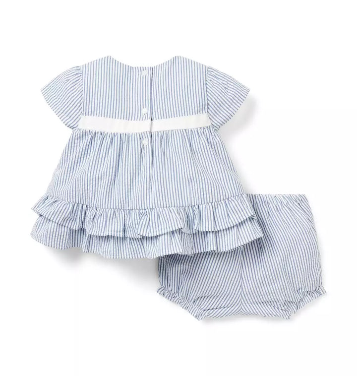 JANIE & JACK BEBE NIÑA CONJ DE SHORT STRIPED BLUE