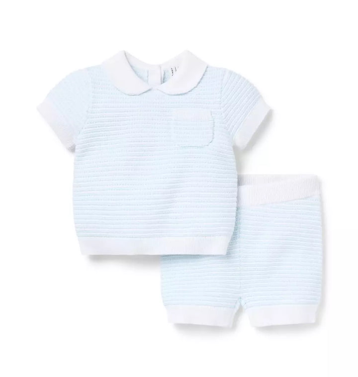 JANIE & JACK BEBE NIÑO CONJ DE SHORT STRIPED SKY BLUE