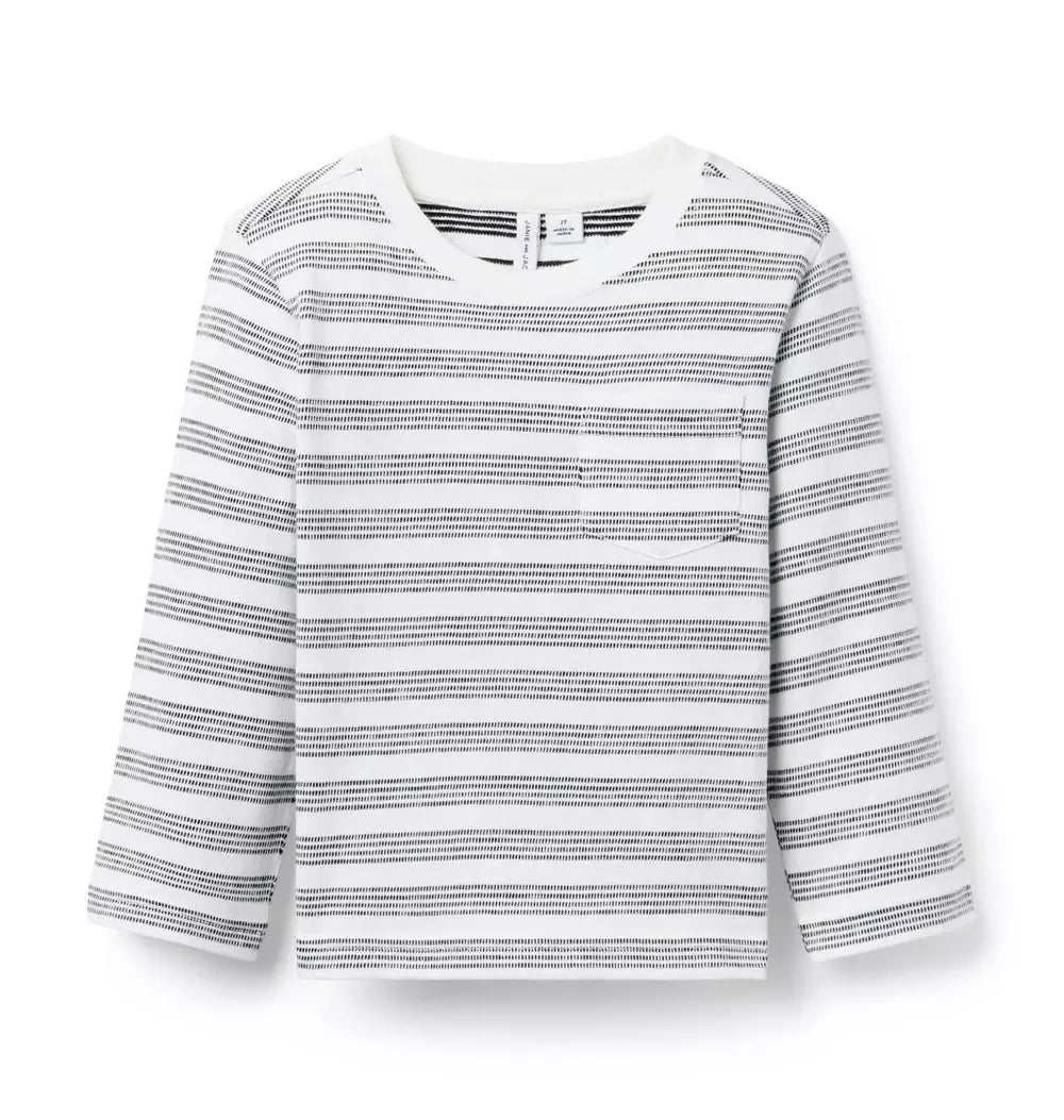 JANIE & JACK NIÑO TSHIRT TEXTURED STRIPED IVORY/GREY
