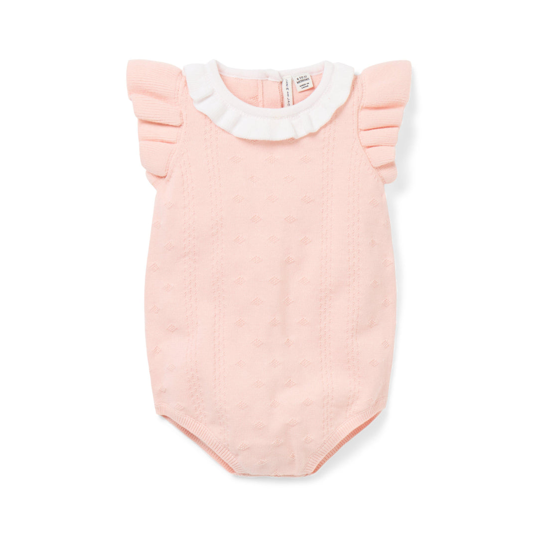 Janie &amp; Jack Romper Pointelle Sl Bubble Pink para Bebé Niña