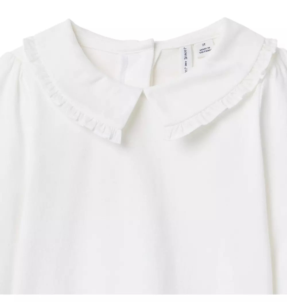 JANIE & JACK NIÑA BLUSA RUFFLE COLLAR M/L WHITE