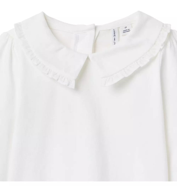JANIE & JACK NIÑA BLUSA RUFFLE COLLAR M/L WHITE