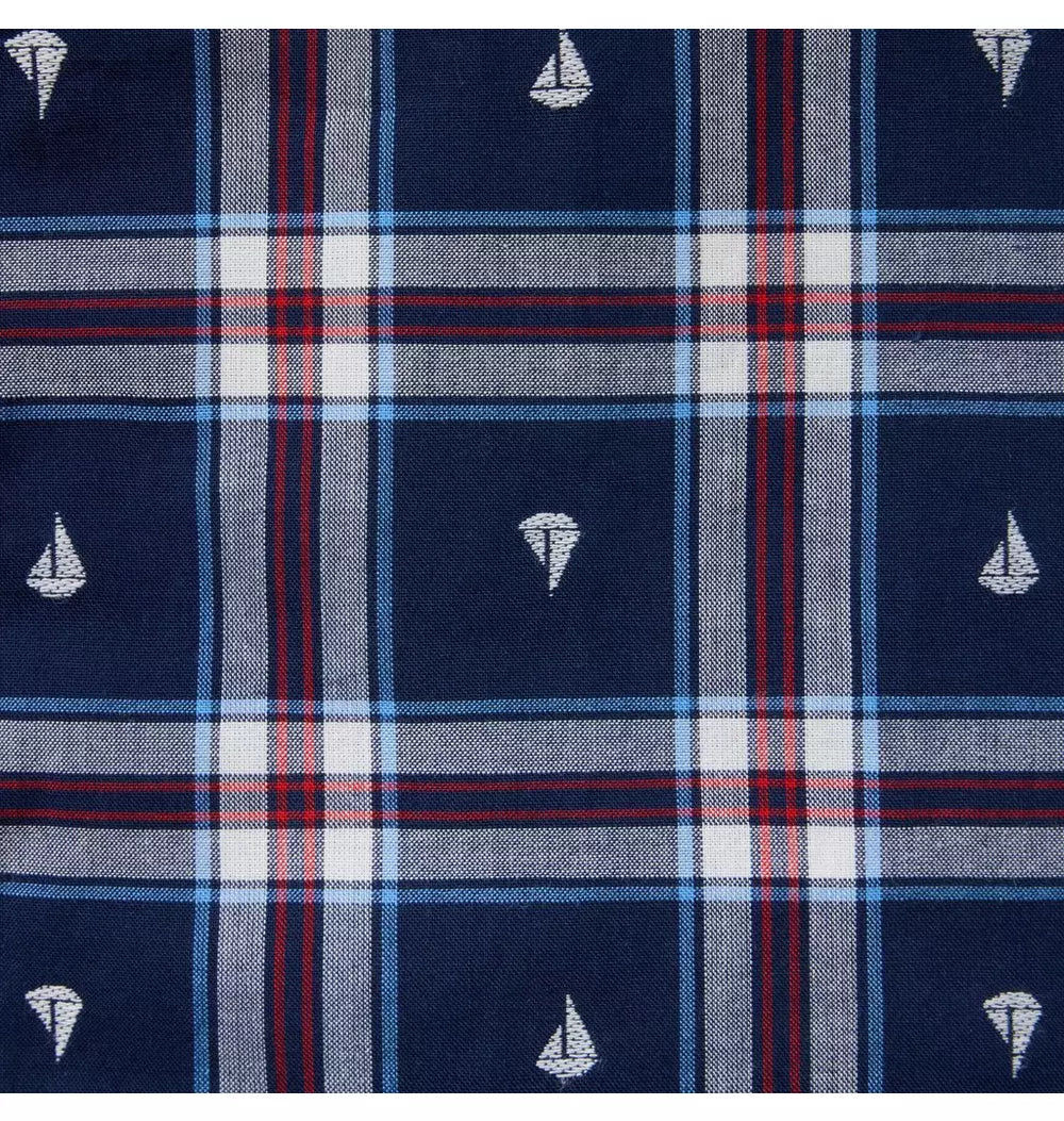 JANIE & JACK NIÑA CAMISA SAILBOAT PLAID JACQUARD