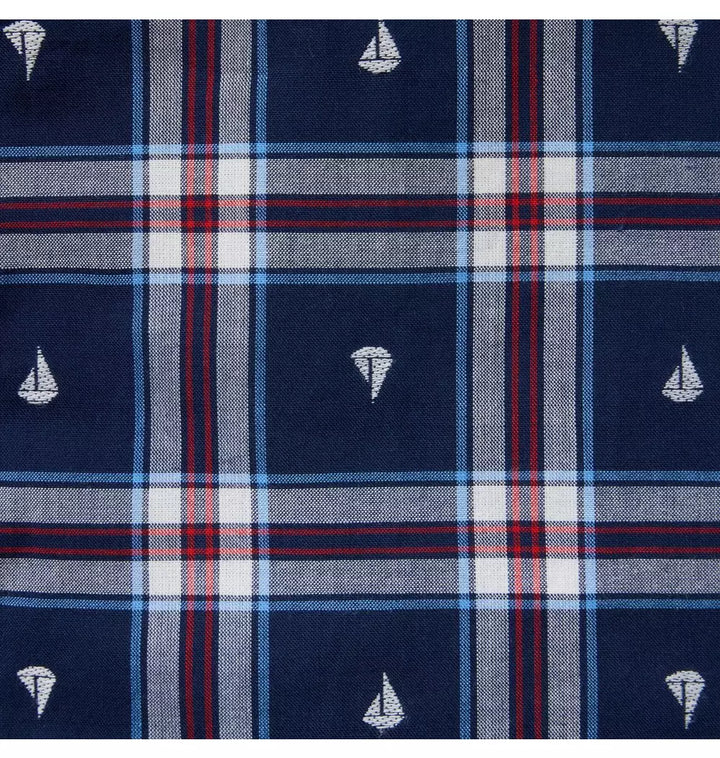 JANIE & JACK NIÑA CAMISA SAILBOAT PLAID JACQUARD