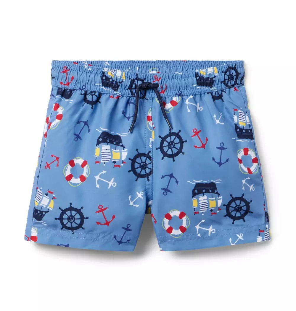JANIE & JACK NIÑO SHORT VEST. BAÑO BLUE