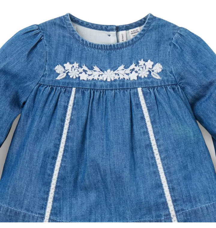 JANIE & JACK BEBE NIÑA CONJ. DE SHORT CHAMBRAY M/L DENIM
