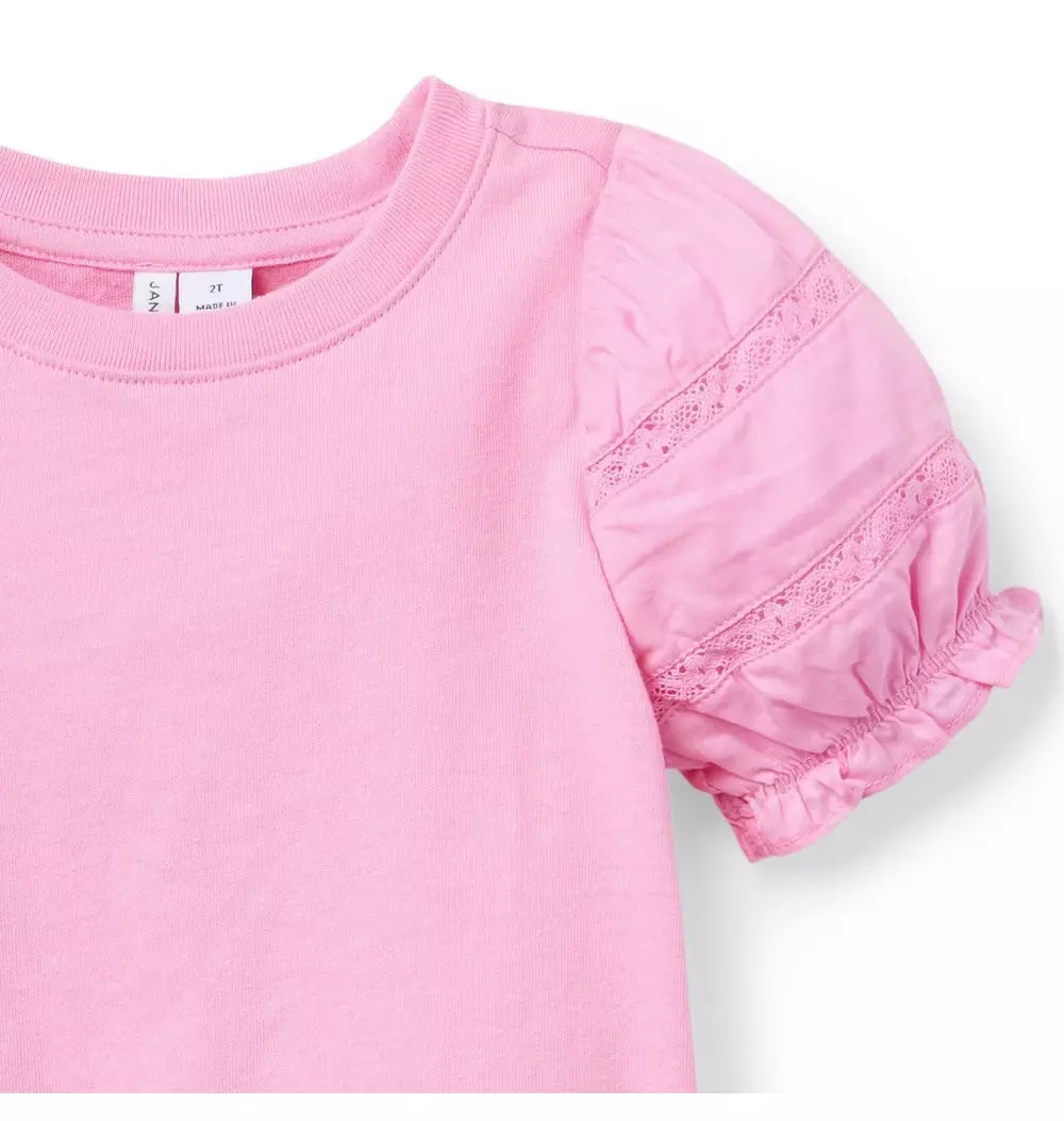 JANIE & JACK NIÑA TSHIRT LACE PUFF M/C PINK
