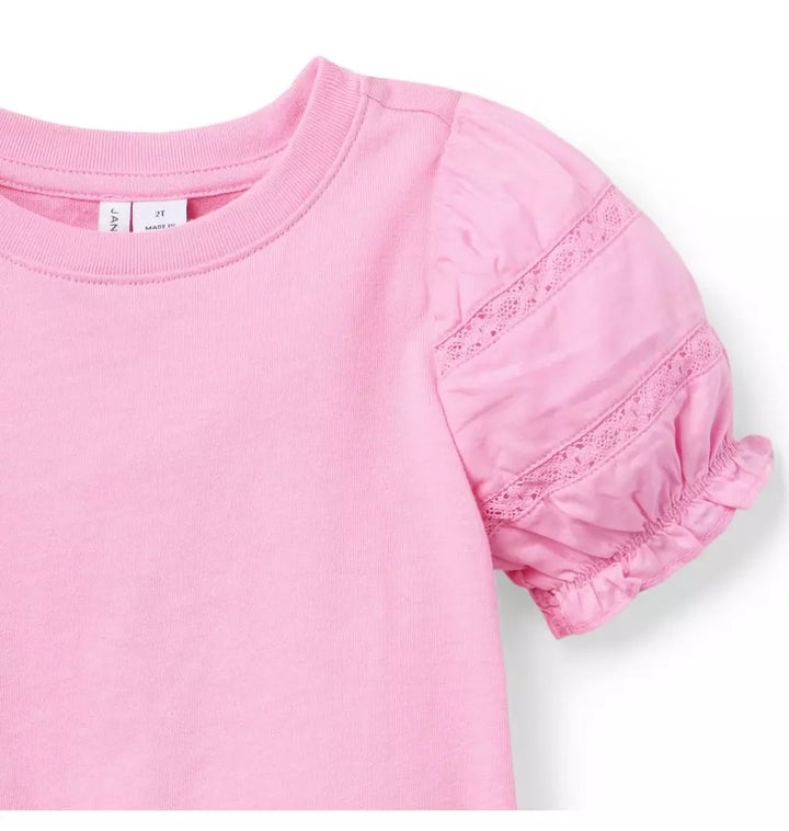 JANIE & JACK NIÑA TSHIRT LACE PUFF M/C PINK