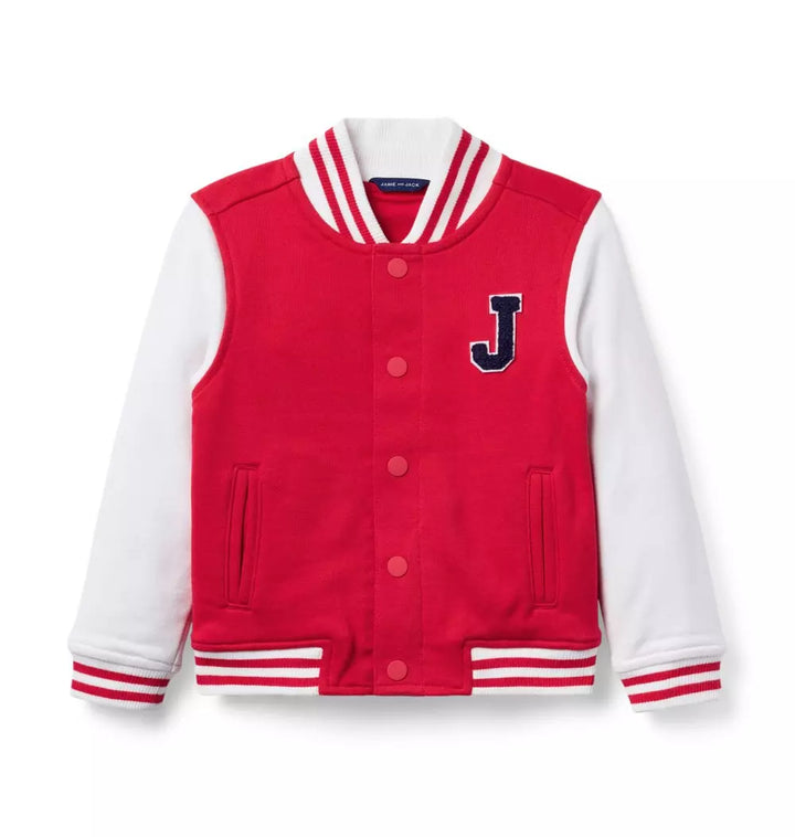 JANIE & JACK NIÑO ABRIGO VARSITY BOMBER RED