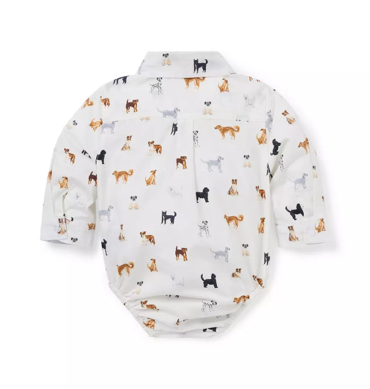 JANIE & JACK BEBE NIÑO BODY DOG ICONS COLLAR M/L WHITE