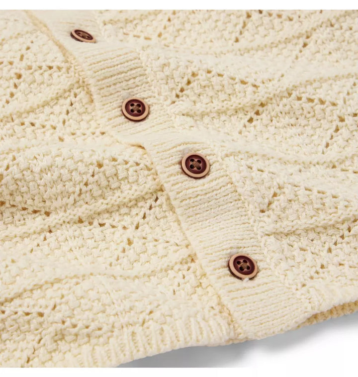JANIE &amp; JACK BEBE NIÑO CONJ. DE SHORT CREAM CROCHET SQUARES CABANA