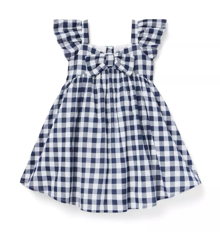 JANIE & JACK NIÑA VESTIDO GINGHAM BOW BLUE