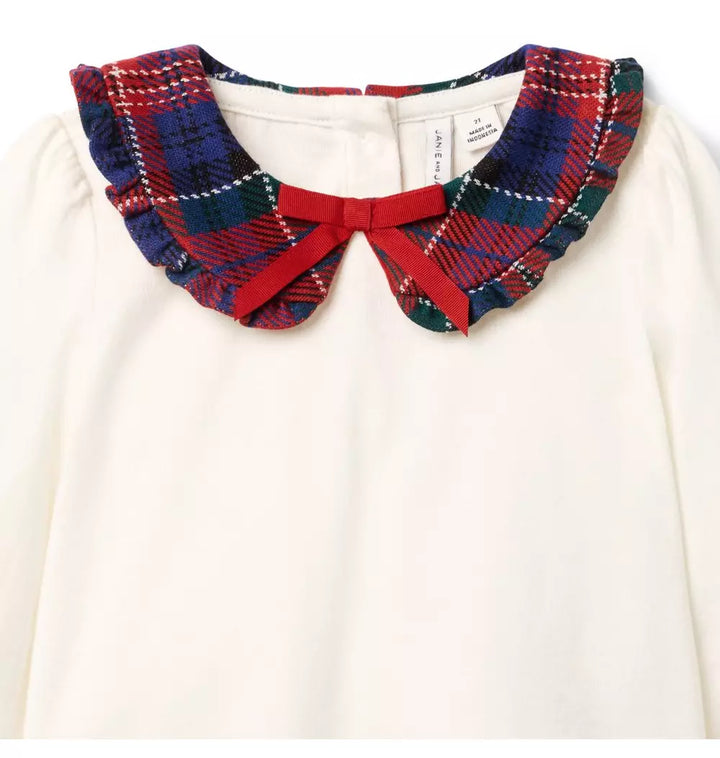 JANIE & JACK NIÑA BLUSA RUFFLE COLLAR M/L JET IVORY