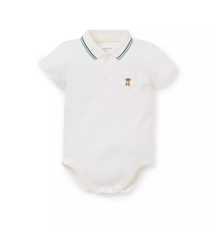 JANIE & JACK BEBE NIÑO POLO DOG ICON WHITE
