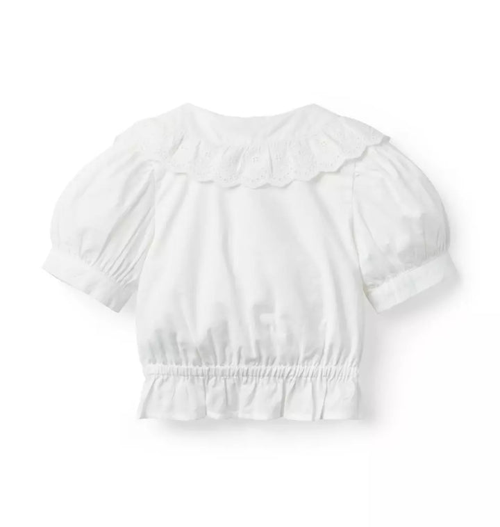 JANIE & JACK NIÑA BLUSA EYELET COLLAR PINTUCK