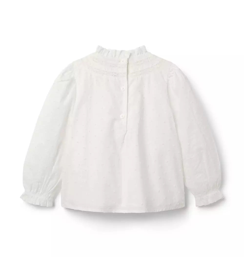 JANIE & JACK NIÑA BLUSA TEXTURED M/L WHITE