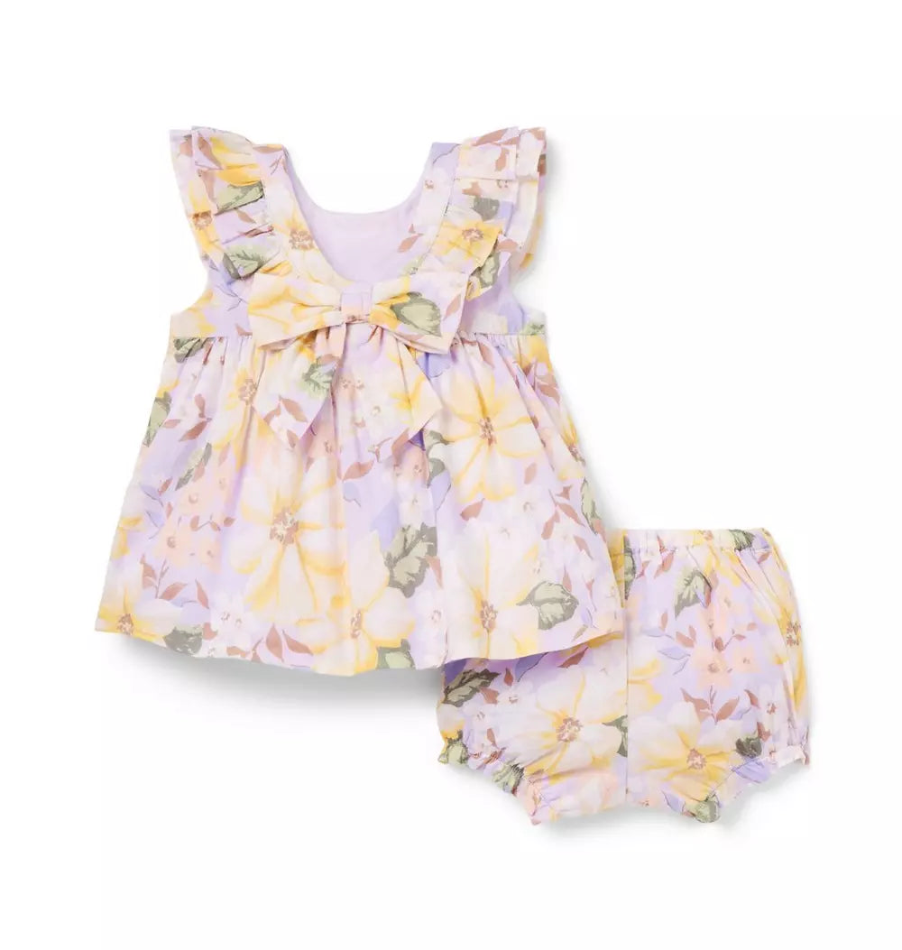 JANIE & JACK BEBE NIÑA CONJ. DE SHORT MULTI FLORAL RUFFLE