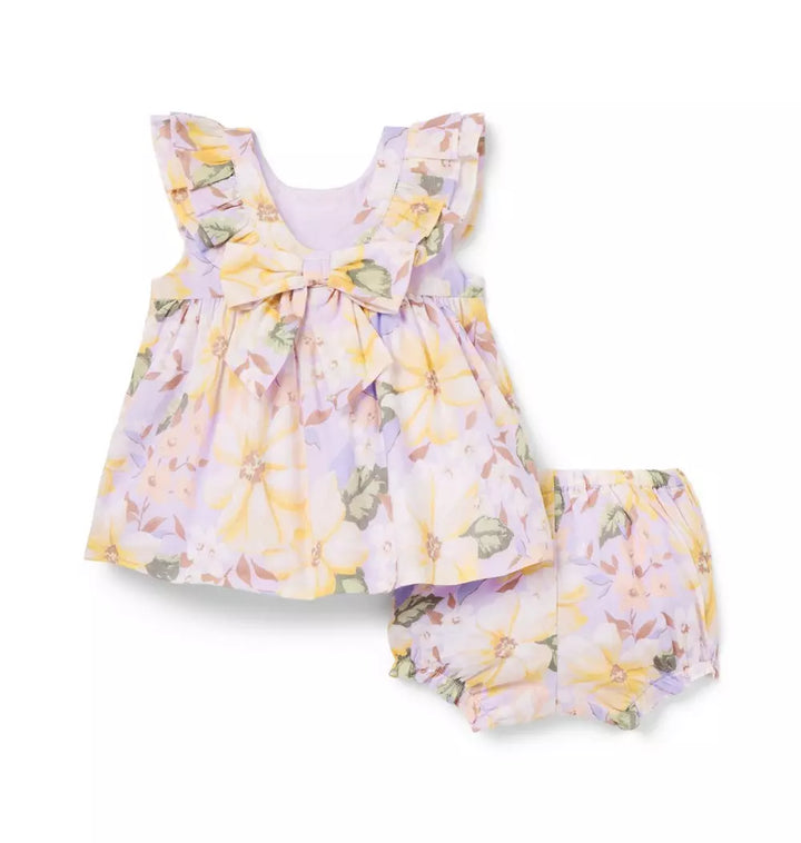 JANIE & JACK BEBE NIÑA CONJ. DE SHORT MULTI FLORAL RUFFLE