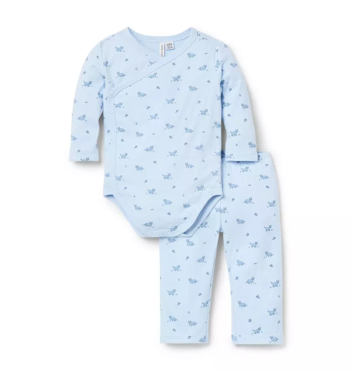 JANIE & JACK BEBE NIÑO CONJ. DE PANTALON FOX ORGANIC BLUE