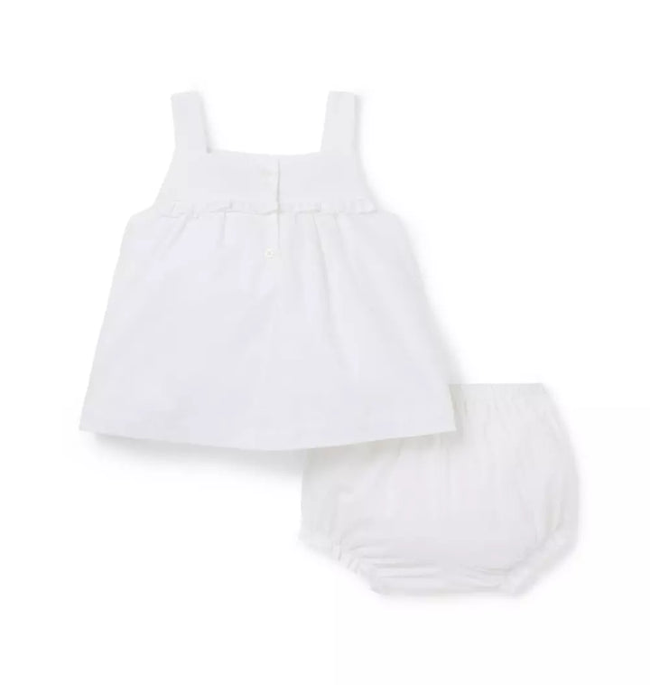 JANIE & JACK BEBE NIÑA CONJ. DE SHORT WHITE FLORAL