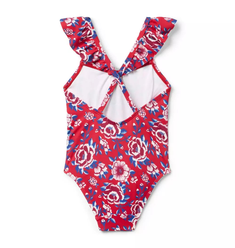 JANIE & JACK NIÑA VESTIDO DE BAÑO FLORAL RED