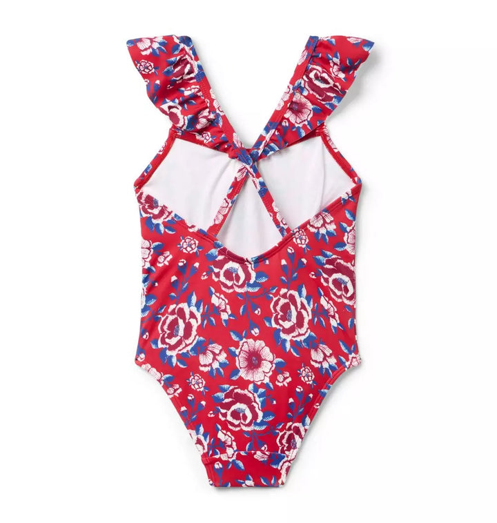 JANIE & JACK NIÑA VESTIDO DE BAÑO FLORAL RED