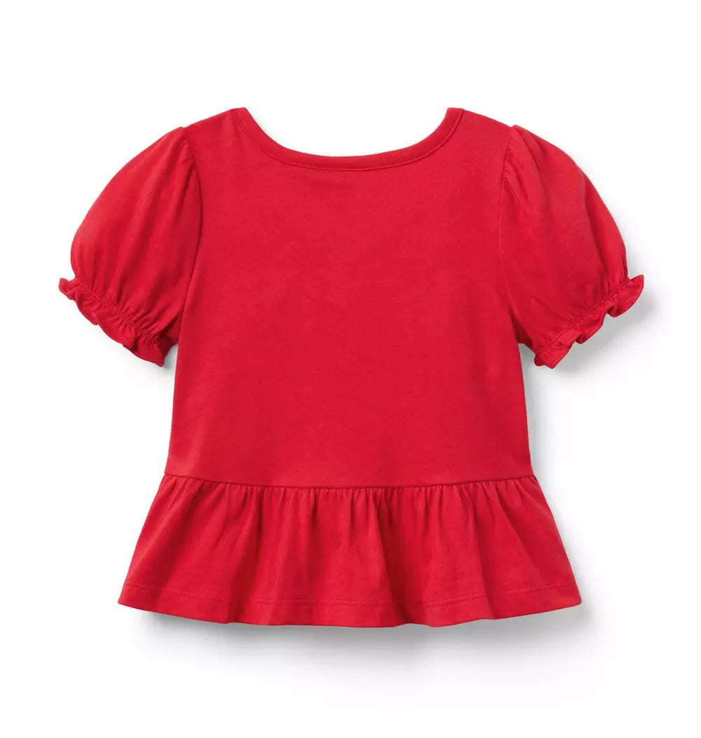 JANIE & JACK NIÑA TSHIRT BOW PEPLUM M/C RED