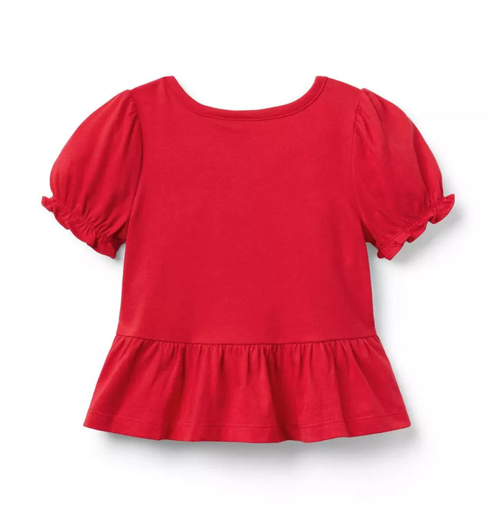 JANIE & JACK NIÑA TSHIRT BOW PEPLUM M/C RED