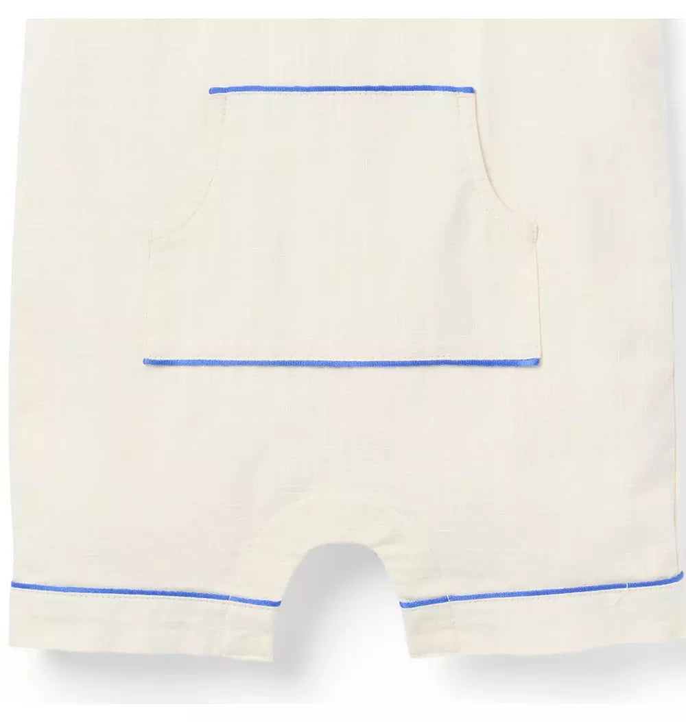 JANIE & JACK BEBE NIÑO OVEROL CREAM CONTRAST PIPING