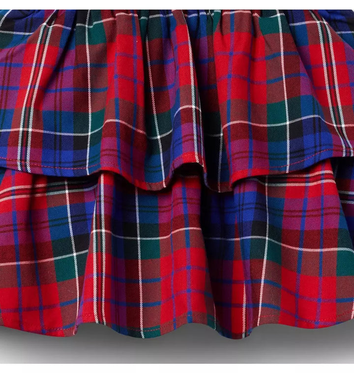 JANIE & JACK NIÑA FALDA TARTAN TIERED RED