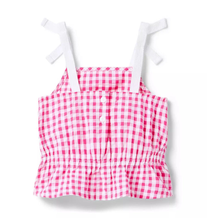 JANIE & JACK NIÑA BLUSA GINGHAM PINK