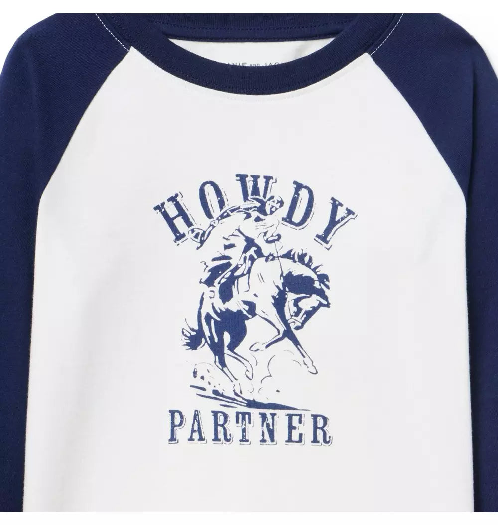JANIE & JACK NIÑO TSHIRT RAGLAN HOWDY GRAPHIC M/L IVORY