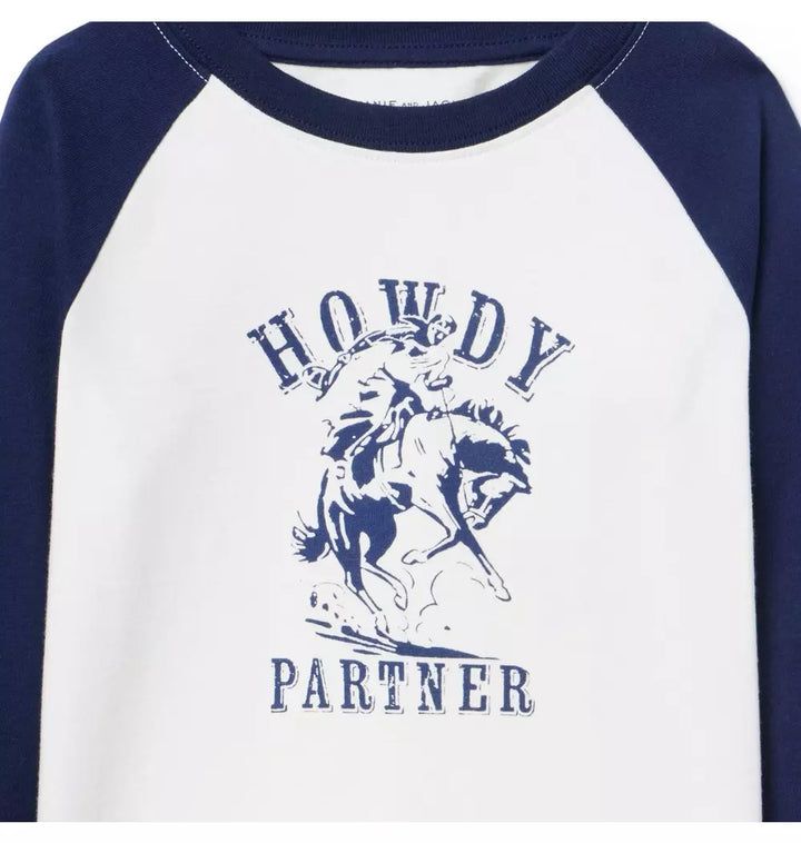 JANIE & JACK NIÑO TSHIRT RAGLAN HOWDY GRAPHIC M/L IVORY