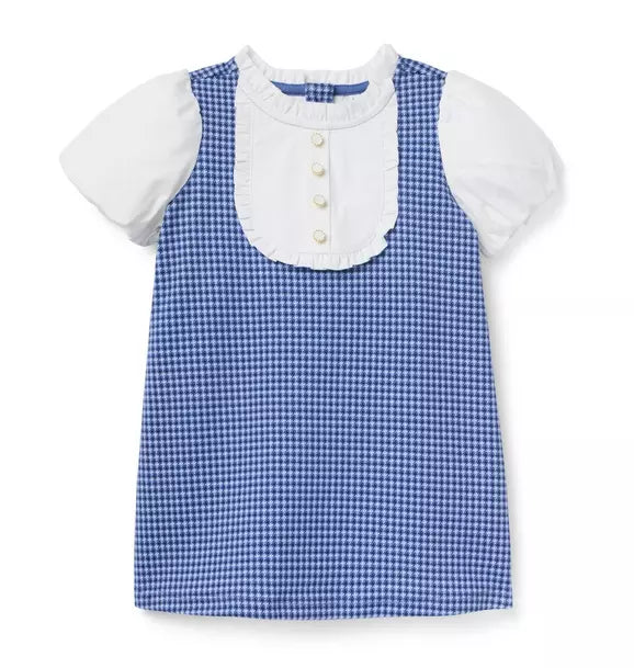 JANIE & JACK NIÑA VESTIDO CHECK PONTE BLUE