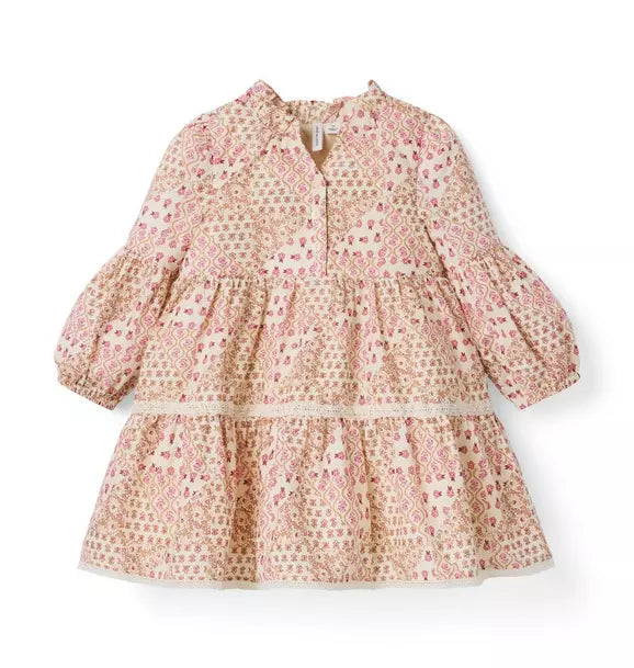 JANIE & JACK NIÑA VESTIDO PATCHWORK FLORAL
