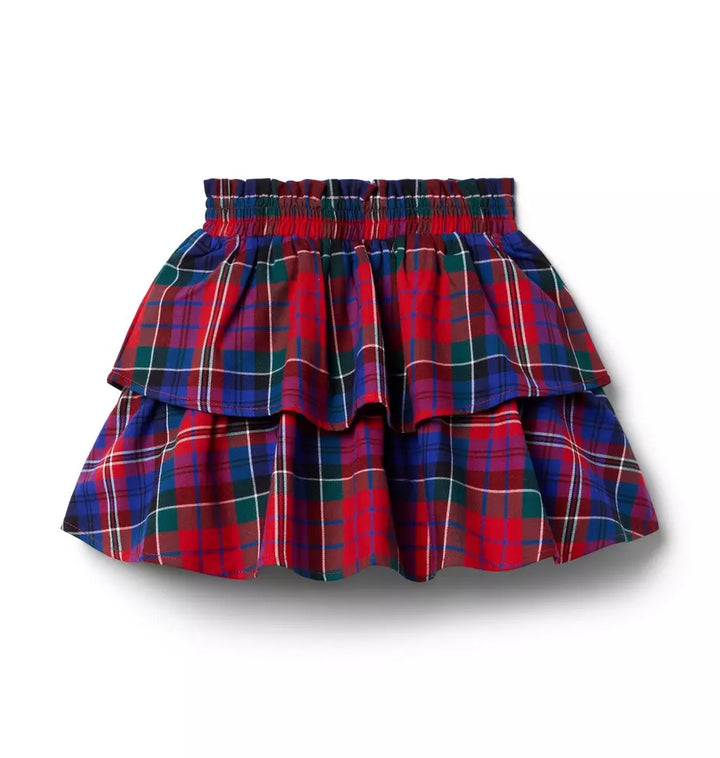 JANIE & JACK NIÑA FALDA TARTAN TIERED RED