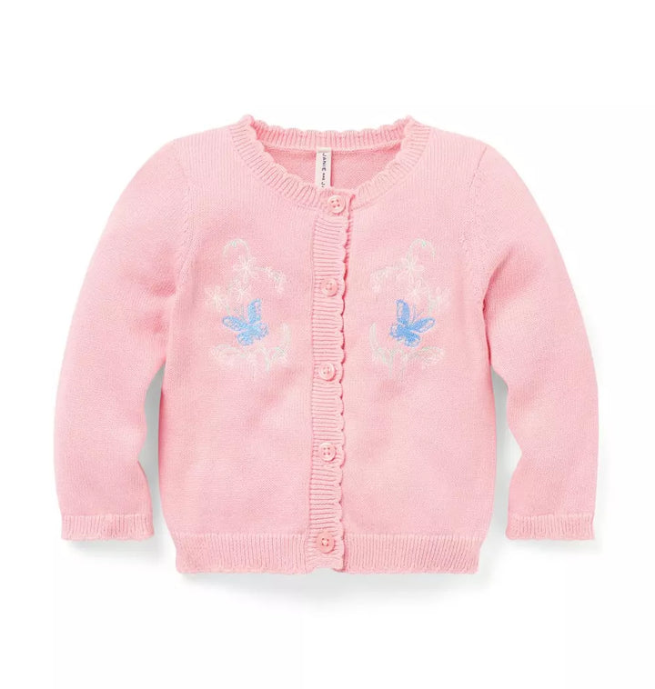 JANIE & JACK BEBE NIÑA ABRIGO BUTTERFLY CARDIGAN PINK