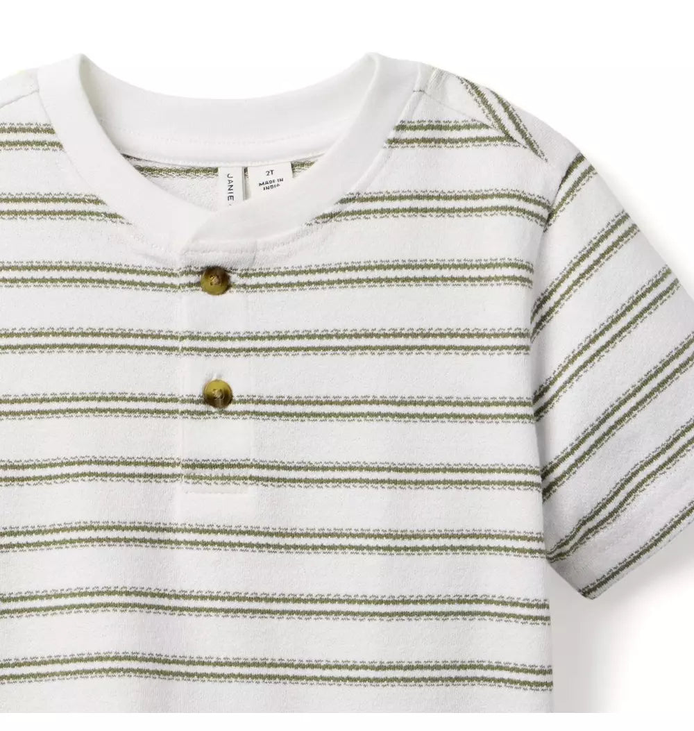 JANIE & JACK NIÑO TSHIRT STRIPE HENLEY MULTICOLOR