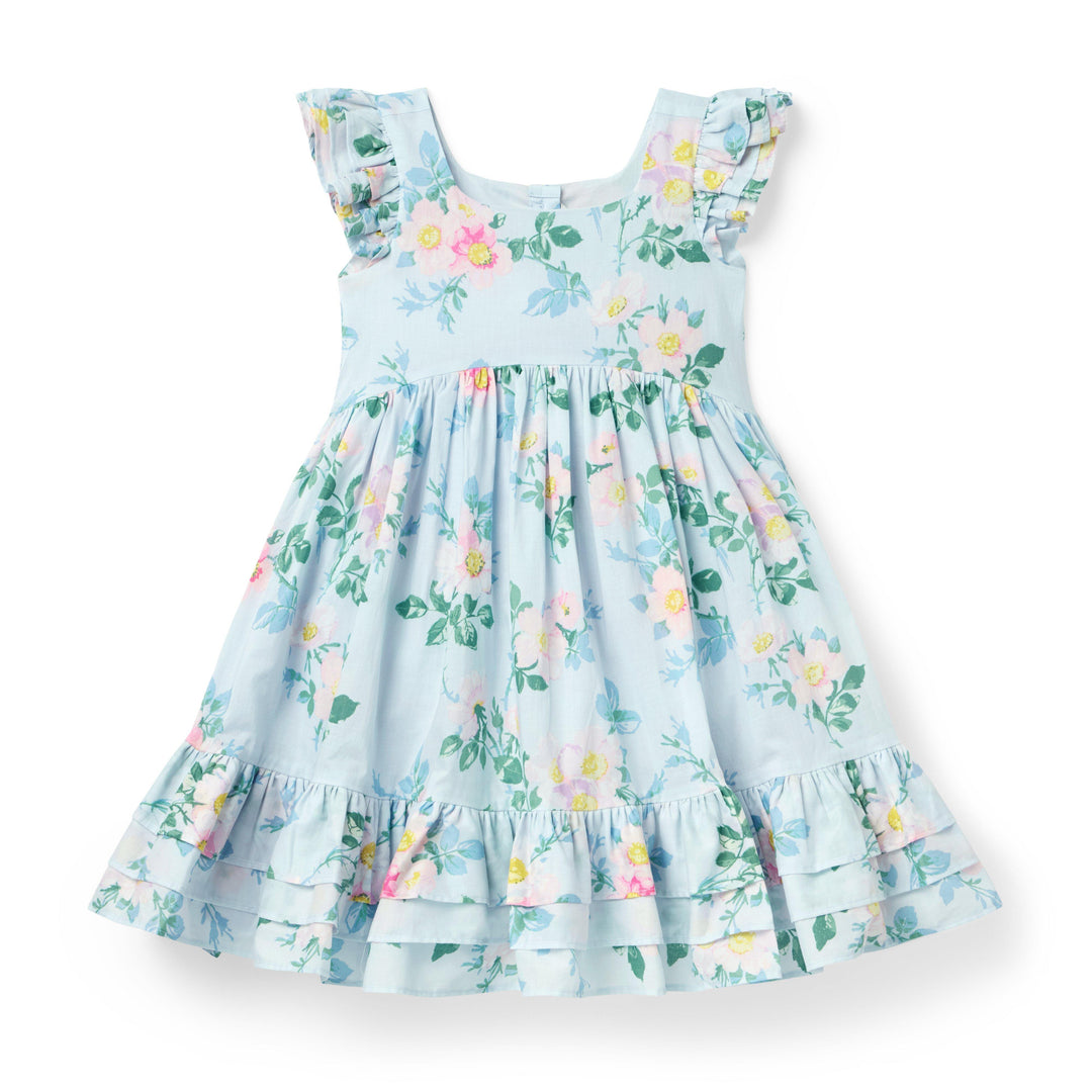 Janie &amp; Jack Vestido Big Floral Blue para Niña