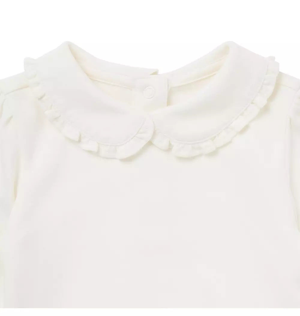 JANIE & JACK BEBE NIÑO BODY G K IVORY RUFFLE COLLAR M/L