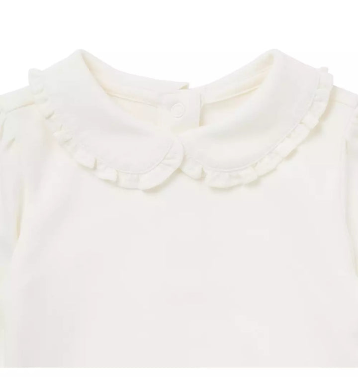 JANIE & JACK BEBE NIÑO BODY G K IVORY RUFFLE COLLAR M/L