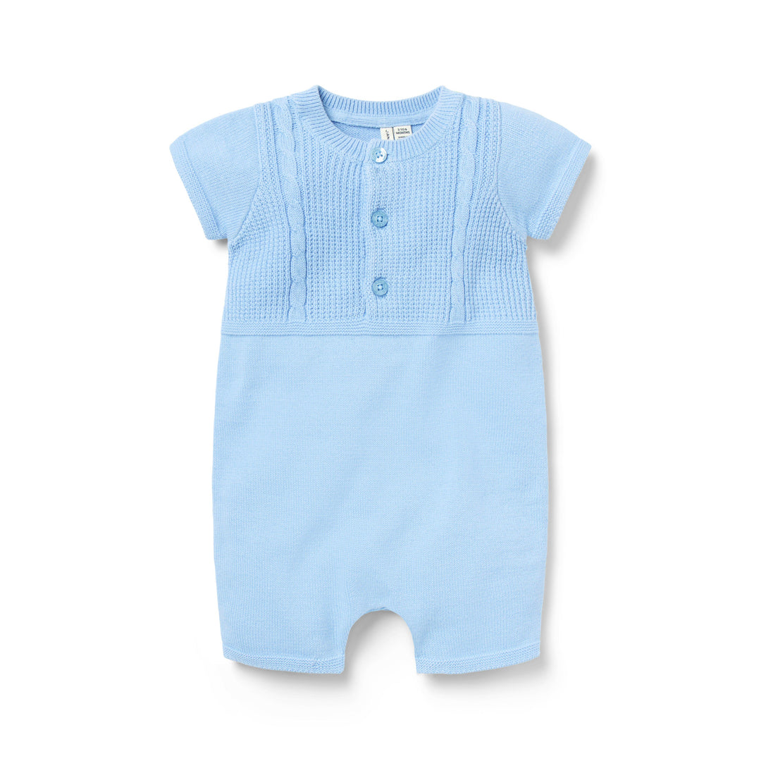 Janie &amp; Jack Romper Cable Blue para Bebé Niño