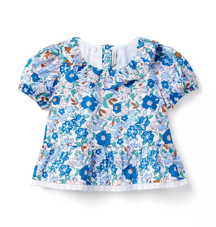 JANIE & JACK NIÑA BLUSA FLORAL RUFFLE PEPLUM