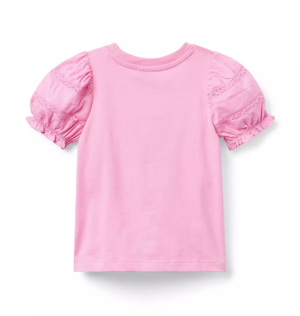 JANIE & JACK NIÑA TSHIRT LACE PUFF M/C PINK