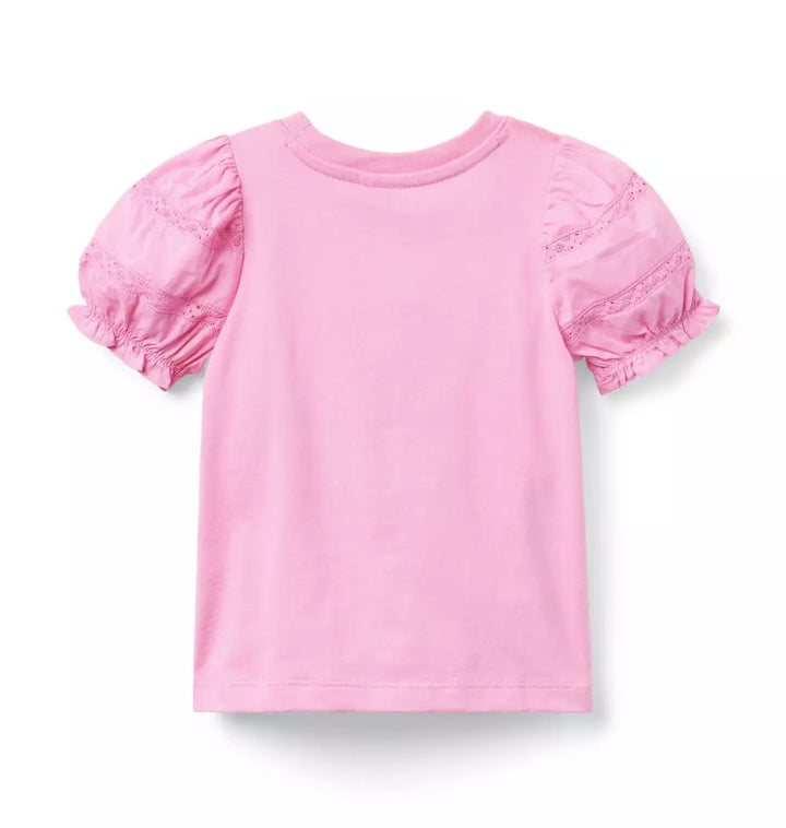 JANIE & JACK NIÑA TSHIRT LACE PUFF M/C PINK