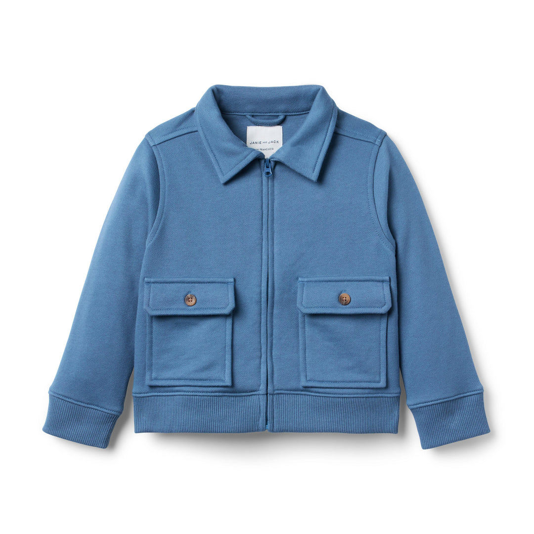 Janie &amp; Jack Chaqueta Flap Pckt Fz Blue para Niño